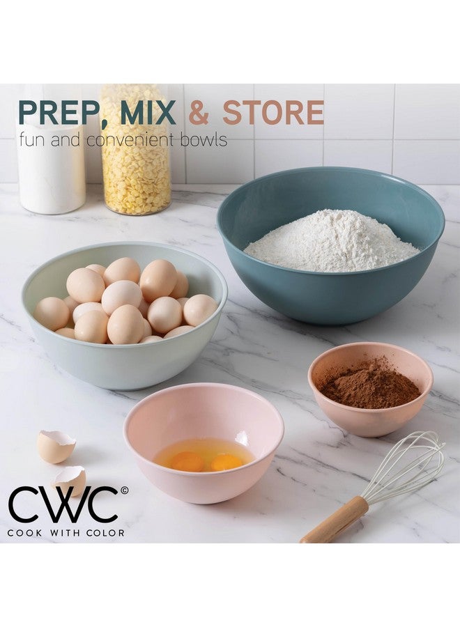 كوك ويذ كولرز أوعية خلط COOK WITH COLOR بأغطية TPR - مجموعة من 12 قطعة من أوعية التعشيش البلاستيكية تتضمن 6 أوعية تحضير و6 أغطية، آمنة للاستخدام في الميكروويف (لون أخضر مخضر) - Image 2