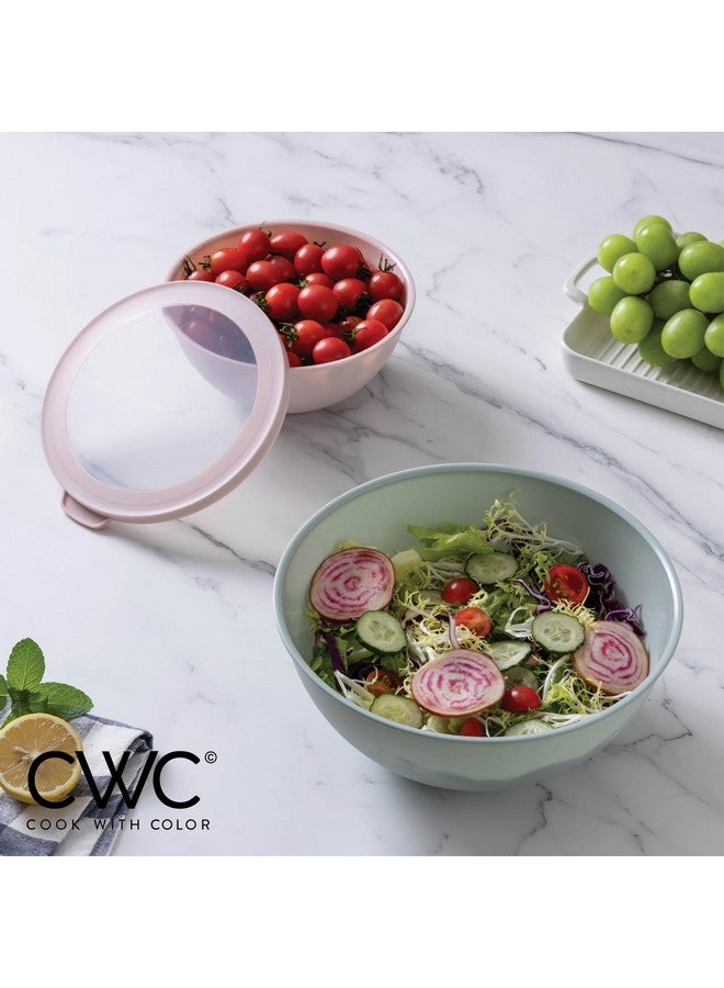 كوك ويذ كولرز أوعية خلط COOK WITH COLOR بأغطية TPR - مجموعة من 12 قطعة من أوعية التعشيش البلاستيكية تتضمن 6 أوعية تحضير و6 أغطية، آمنة للاستخدام في الميكروويف (لون أخضر مخضر) - Image 3
