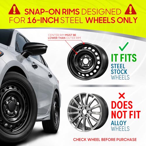 BDK 16 Inch Hubcaps Set of 4 - OEM Replacement Snap-On Wheel Rim Covers - Universal Fit Car Wheel Cover for Cars, Trucks, SUV, Vans Durable ABS Silver 10-Spoke Hub-Cap Car Accessories Exterior - Image 3