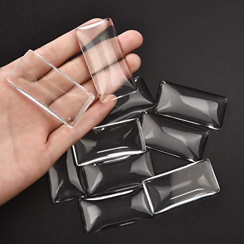 DROLE 30Pcs Large Pendant Trays Kit-15Pcs Cabochon Bezel Trays with 15Pcs Rectangle Glass Dome Tiles for Jewelry Making 25×50mm White K - Image 4