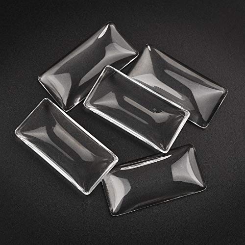 DROLE 30Pcs Large Pendant Trays Kit-15Pcs Cabochon Bezel Trays with 15Pcs Rectangle Glass Dome Tiles for Jewelry Making 25×50mm White K - Image 3