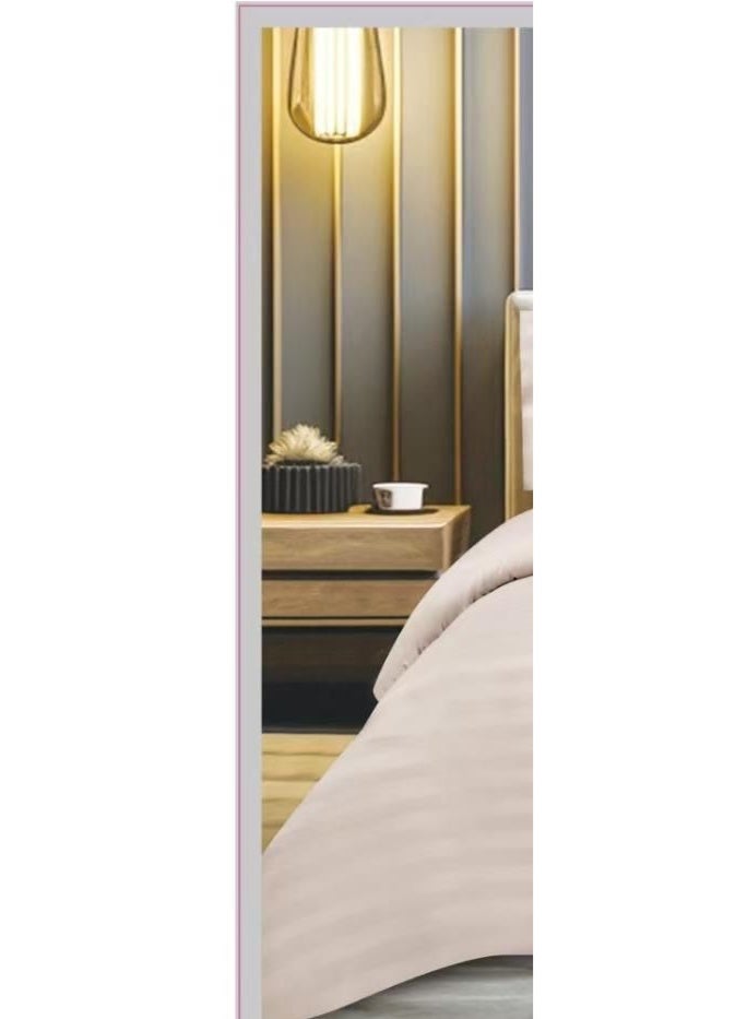 مون طقم مفرش نفرين فندقي فخم بتصميم مقلم من خامة القطن لتعيش رفاهية الفنادق مقاس 240*260 سم - Image 2