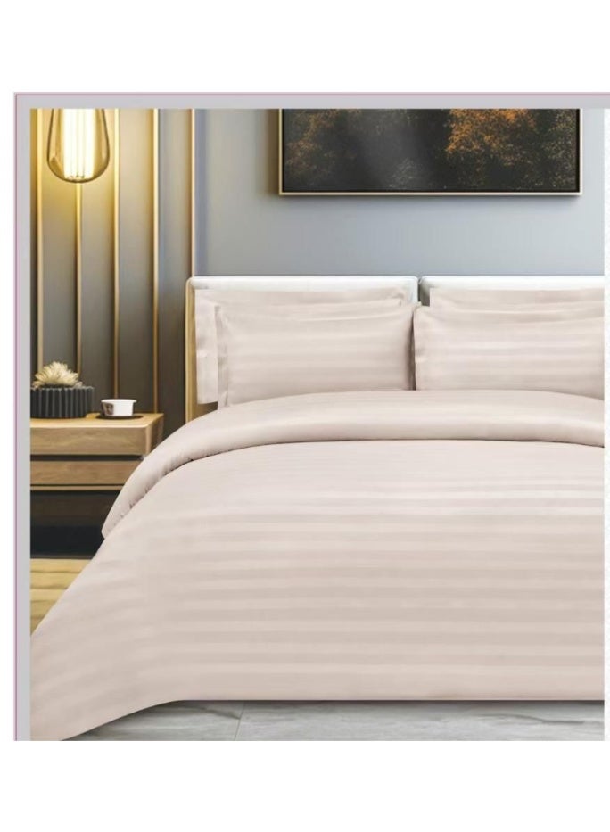 مون طقم مفرش نفرين فندقي فخم بتصميم مقلم من خامة القطن لتعيش رفاهية الفنادق مقاس 240*260 سم - Image 1