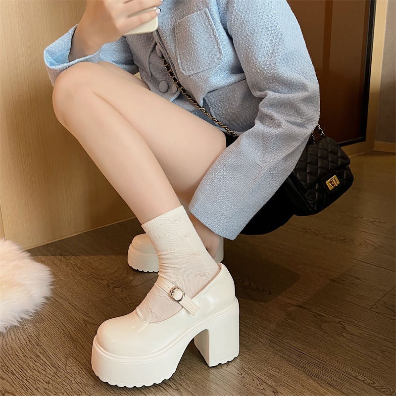 Mary Jane Shoes Women'S Shoes 2024 Platform Platform High Heels Small Leather Shoes British Thick Heel Japanese Girl Shoes Single Shoes - Image 5