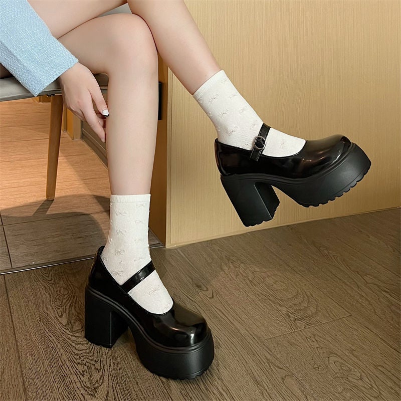 Mary Jane Shoes Women'S Shoes 2024 Platform Platform High Heels Small Leather Shoes British Thick Heel Japanese Girl Shoes Single Shoes - Image 4