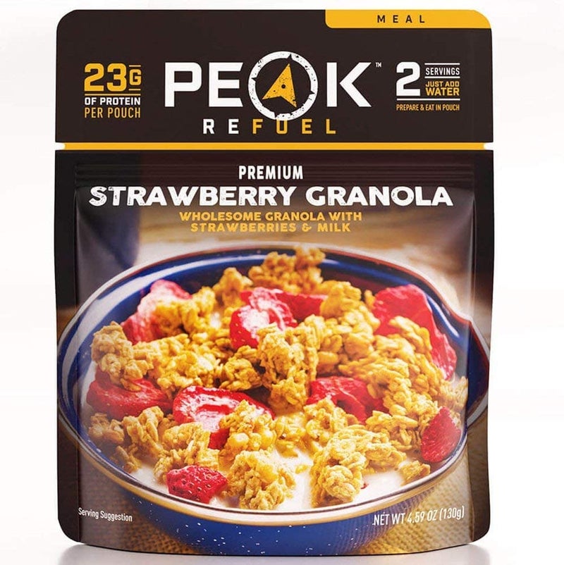 Peak Refuel Strawberry Granola | Premium Freeze Dried Camping Food | Backpacking & Hiking MRE Meals | Just Add Water | 100% Real Fruit | 23g of Protein | 2 Serving Pouch - Image 1