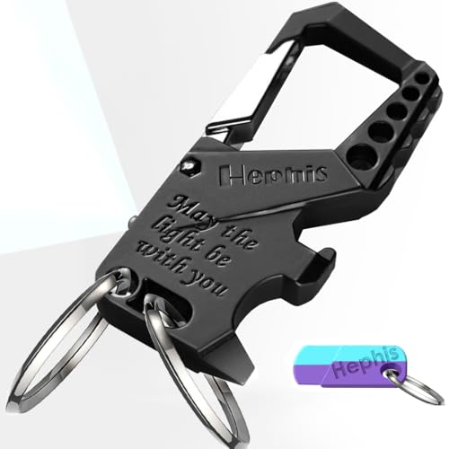 Hephis Skull Heavy Duty Key Chains with LightBottle OpenerScrewdriverCarabiner Car Key Chains for Men and WomenBlack - Image 1