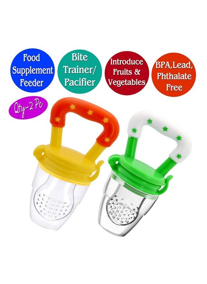 The Little Lookers Fruit Food Feeder Pacifier Nibbler With Silicon Mesh In Box Packing (Pack Of 2) Green & Yellow  - Image 3