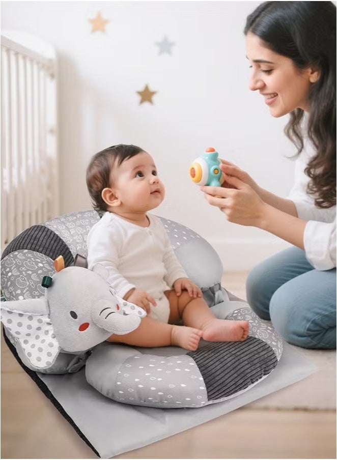 Gonice Baby Play Mat for Infants, Soft Foam Activity Gym with Detachable Tummy Time Pillow, Sit-Me-Up Floor Seat for Newborns & Toddlers, Portable, Reversible, Grey - Image 3