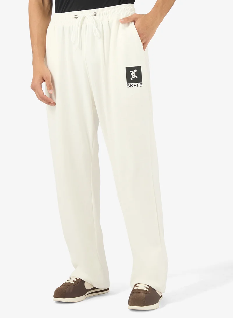Seventy Five Basics Graphic Print Open Hem Joggers