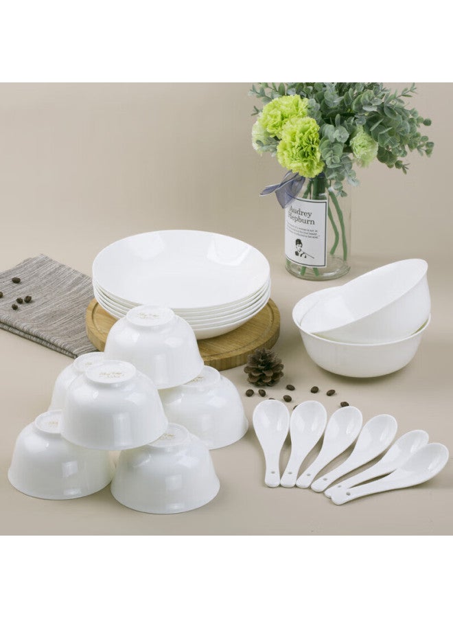 Sky Top Ceramic Dinnerware Set Bone China Pure White Household Housewarming Gift Box Packaging For 6 People 20-piece Practical Set - Image 1
