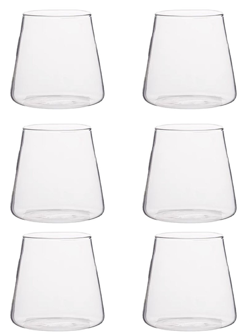 6 - Pack 300ml Clear Heat - Resistant Glass Cups, Durable Drinkware for Hot & Cold Beverages - Image 1