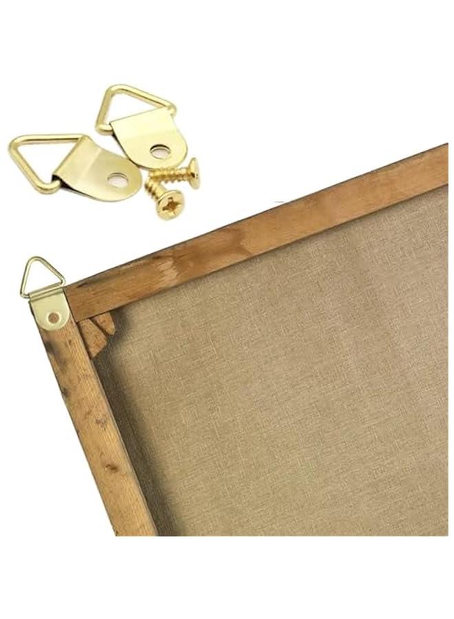 50 Sets Metal Picture Hangers with Screws, Small Triangle Ring Picture Hooks Kit for Hanging Plated Photo Frame Wire Wall Decor Art (Gold)  - Image 3