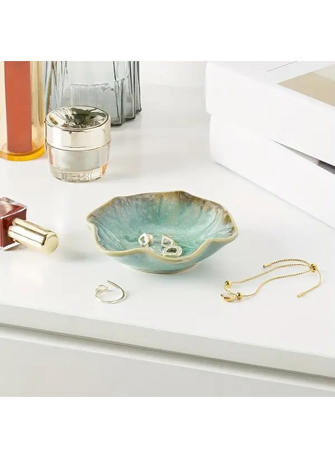 1pc Elegant Oval Ceramic Jewelry Tray White Glazed Ring Earring Dish Bathroom Vanity Organizer Bedside Table Decor Gift Box Small Keepsake Holder - Image 3