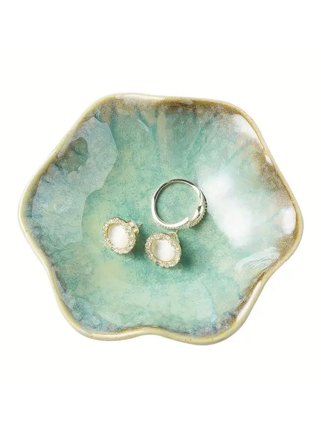 1pc Elegant Oval Ceramic Jewelry Tray White Glazed Ring Earring Dish Bathroom Vanity Organizer Bedside Table Decor Gift Box Small Keepsake Holder - Image 1