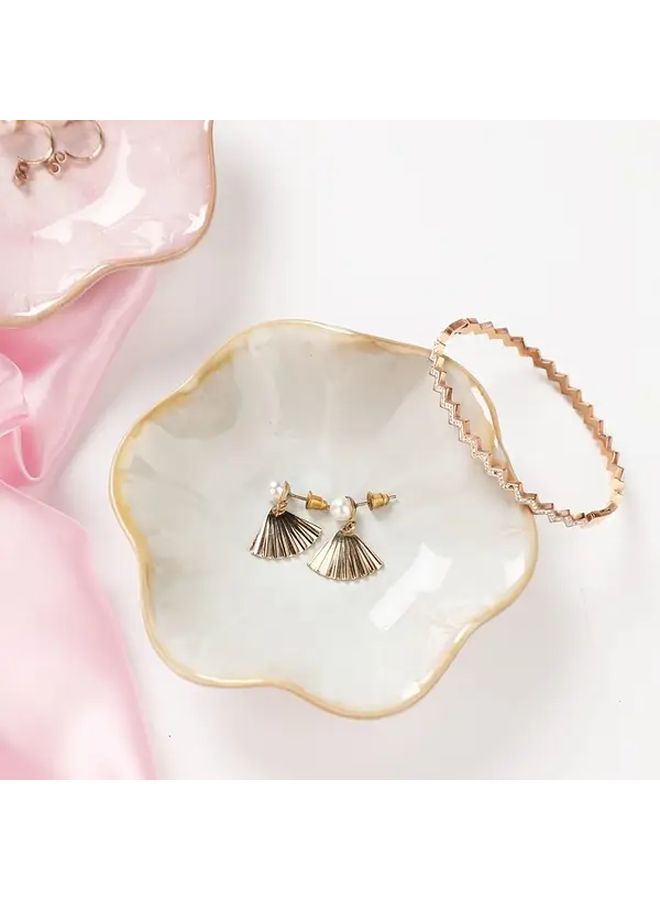 1pc Elegant Oval Ceramic Jewelry Tray White Glazed Ring Earring Dish Bathroom Vanity Organizer Bedside Table Decor Gift Box Small Keepsake Holder - Image 5