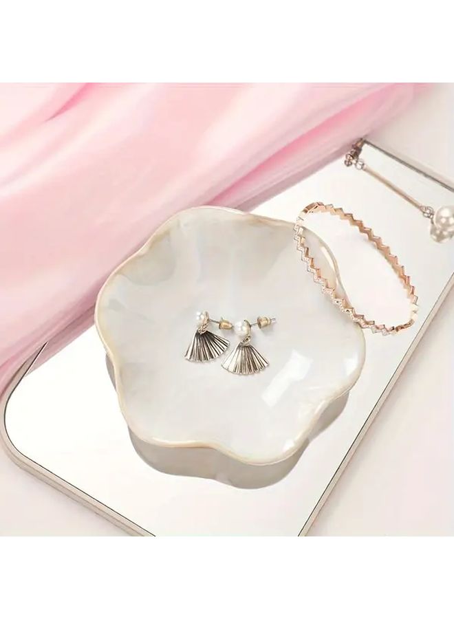 1pc Elegant Oval Ceramic Jewelry Tray White Glazed Ring Earring Dish Bathroom Vanity Organizer Bedside Table Decor Gift Box Small Keepsake Holder - Image 4