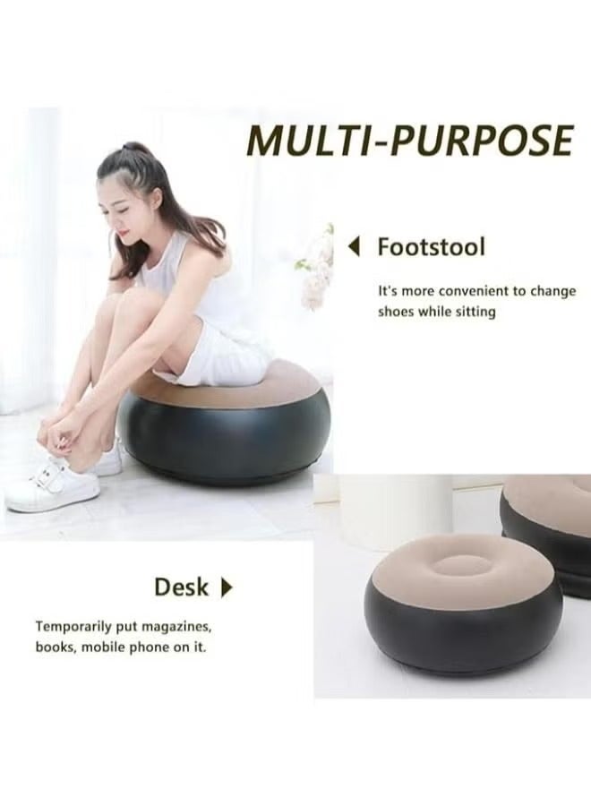 2-in-1 Inflatable Lounge Chair with Footrest – Portable Folding Flocked Recliner for Indoor & Outdoor Use - Image 2