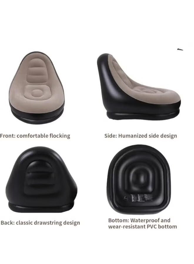 2-in-1 Inflatable Lounge Chair with Footrest – Portable Folding Flocked Recliner for Indoor & Outdoor Use - Image 5