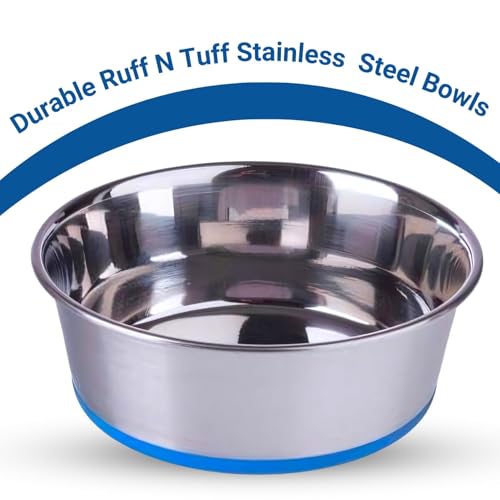 ROYALE DOG Pet Heavy Dog Bowl (Red) Export Quality with 100% Silicon Bonded Rubber Base Stainless Steel Dog Food Bowl Feeder Bowls Pet Bowl for Feeding Dogs Cats and Pets (200 ML, Blue) - Image 3