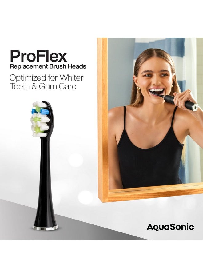 Aquasonic - Proflex Replacement Brush Heads | For Whiter Teeth & Gum Care | Compatible With Many Aquasonic Toothbrush Handles (3 Pack Black) - Image 1