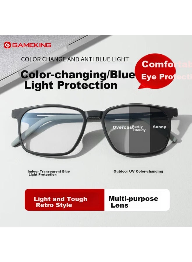 Gameking Blue Light Blocking Gl Uni Anti-radiation Eyewear Non-prescription Square Frame Clear Lens 3388 Black Blue Light Blocking Grey - Image 1