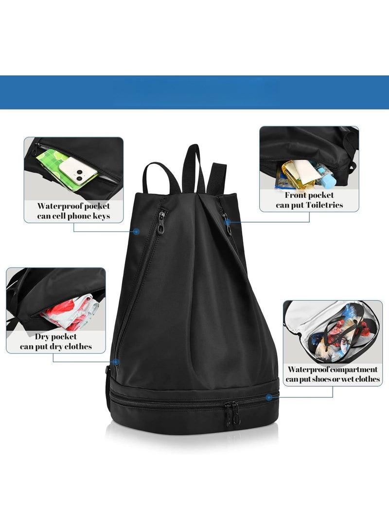 Generic Waterproof Swimming Bag, Wet and Dry Storage Bag for Men and Women, Sports Backpack for Kids Swimming Beach Camping Bag (Black for Adults)  - Image 2