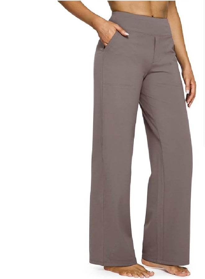 NIBEMINENT Yoga Pants Women Wide Leg Pants with Pockets High Waist Stretch Dress Casual Sweatpants Petite/Regular/Tall - Image 1