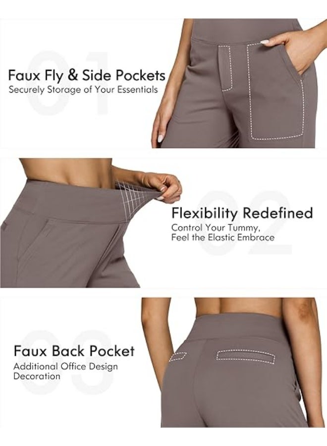 NIBEMINENT Yoga Pants Women Wide Leg Pants with Pockets High Waist Stretch Dress Casual Sweatpants Petite/Regular/Tall - Image 4
