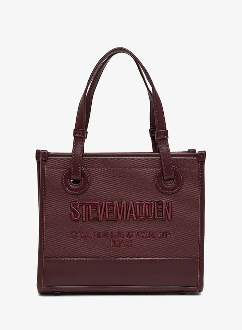 ستيف مادن Logo Embroidered Snap Closure Tote Bag