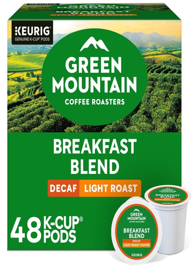 Green Mountain Coffee Roasters قهوة جرين ماونتن كوفي روسترز منزوعة الكافيين، مزيج الإفطار، عبوة حصص K-Cup لماكينات تحضير القهوة Keurig K-Cup (عبوة من 48) - Image 1