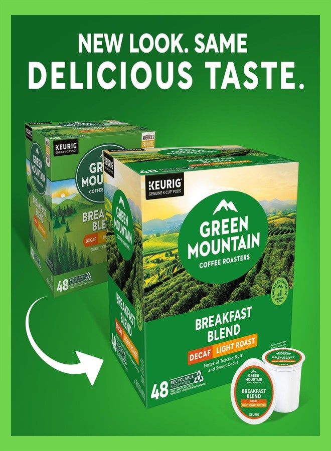 Green Mountain Coffee Roasters قهوة جرين ماونتن كوفي روسترز منزوعة الكافيين، مزيج الإفطار، عبوة حصص K-Cup لماكينات تحضير القهوة Keurig K-Cup (عبوة من 48) - Image 2