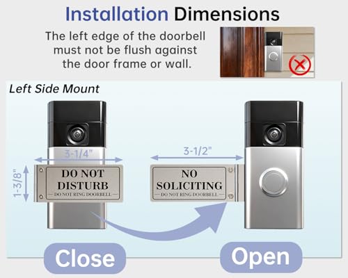 MtMinn Metal Doorbell Cover No Soliciting Sign for House & Front Door, Flipable No Soliciting Sign for Ring Doorbell, Easy to Mount, Great Gift for Home Officers and Exhausted Moms with Sleeping Baby(Left) - Image 2
