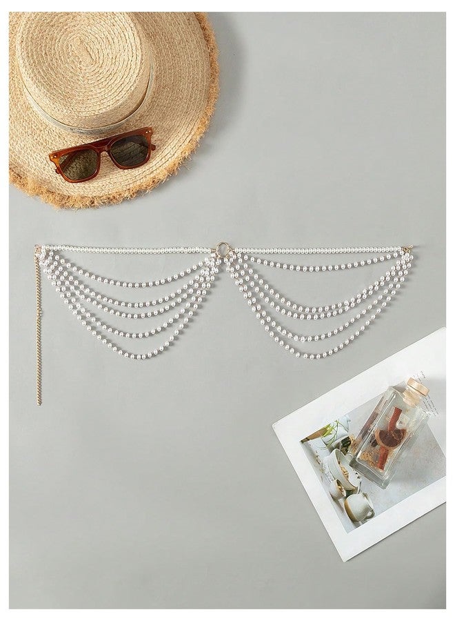 RECTYO GALLERY 1 Pcs Premium white Women's Pearls Waist Chain Body Chain Beach Bikini Accessories - Image 4