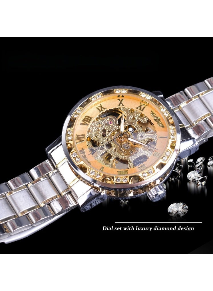 وينر ساعة رجالية أنيقة وعملية بهيكل عظمي يدوي مرصع بأحجار الراين - Image 5