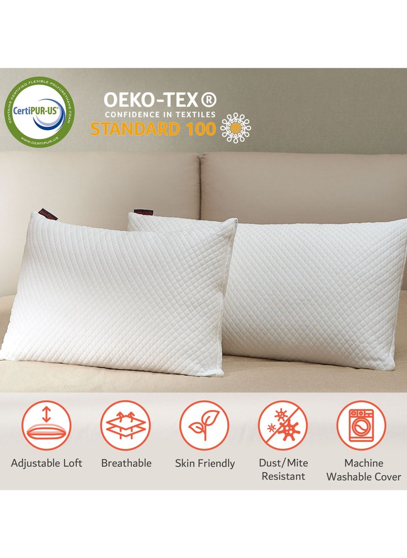 cozycat - Premium Pillow with Adjustable Loft | Bamboo Rayon External Cover (washable) | Proprietary Shredded Memory Foam Fill  | For Side, Back & Stomach Sleepers | - Image 1