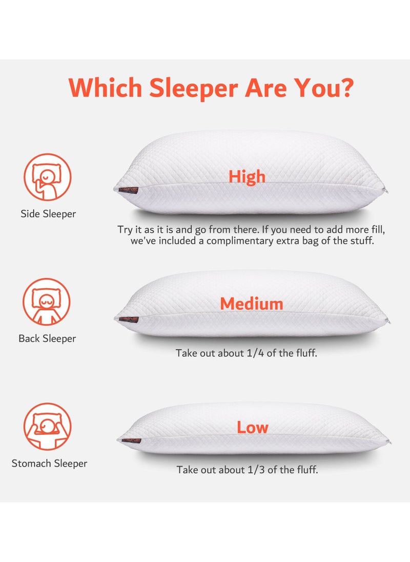 cozycat - Premium Pillow with Adjustable Loft | Bamboo Rayon External Cover (washable) | Proprietary Shredded Memory Foam Fill  | For Side, Back & Stomach Sleepers | - Image 1