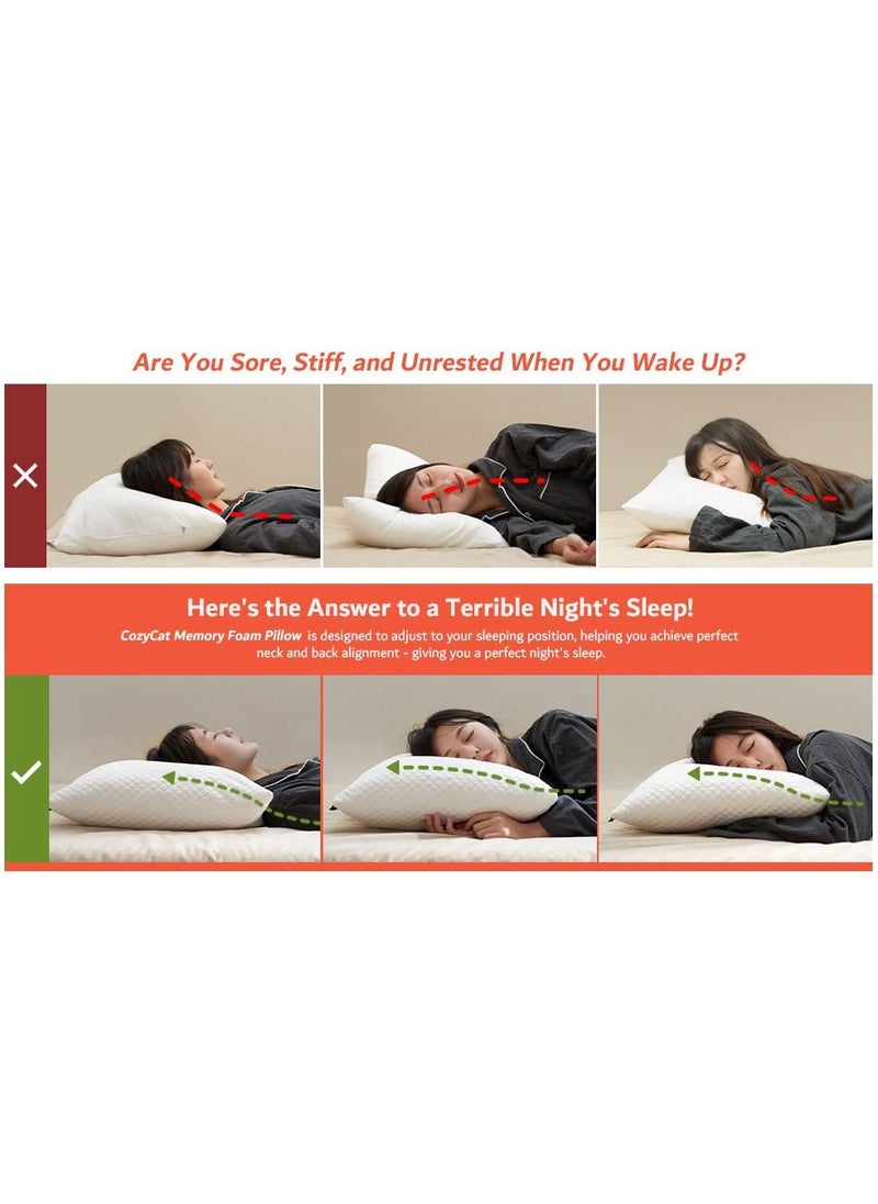 cozycat - Premium Pillow with Adjustable Loft | Bamboo Rayon External Cover (washable) | Proprietary Shredded Memory Foam Fill  | For Side, Back & Stomach Sleepers | - Image 1