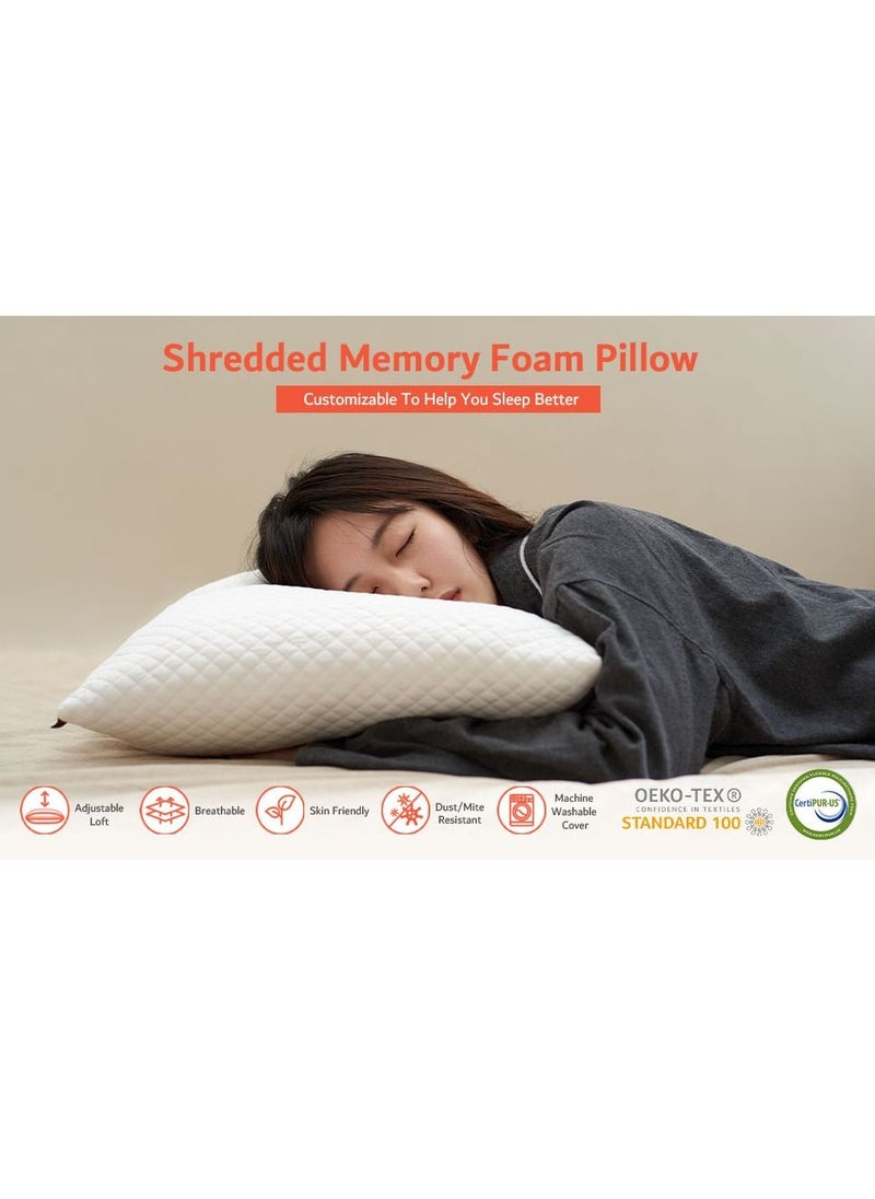cozycat - Premium Pillow with Adjustable Loft | Bamboo Rayon External Cover (washable) | Proprietary Shredded Memory Foam Fill  | For Side, Back & Stomach Sleepers | - Image 1
