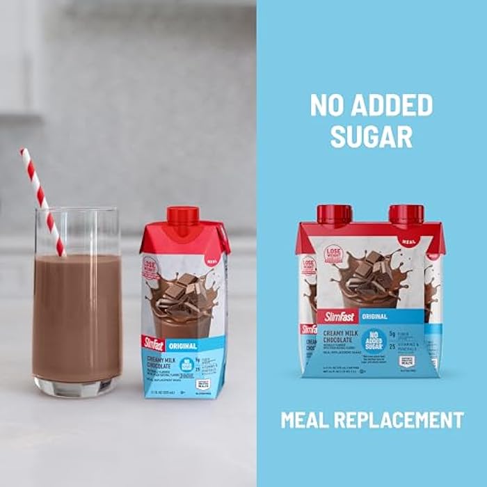 SlimFast Meal Replacement Shake, Original Creamy Milk Chocolate, No Added Sugar, Meal Replacement Shakes, 10g Ready to Drink Protein, 5g Fiber, 25 Vitamins and Minerals, 11 Fl. Oz, 12 Count - Image 5