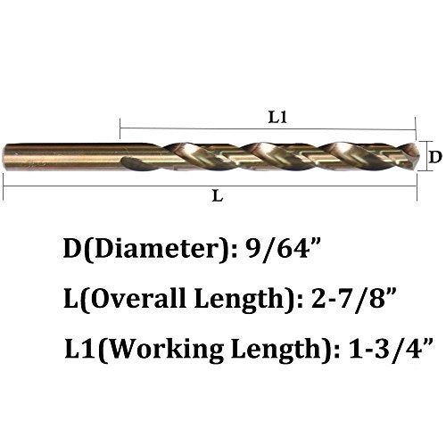 DRILLFORCE 10PCS, 9/64", Cobalt Drill Bits - Image 2