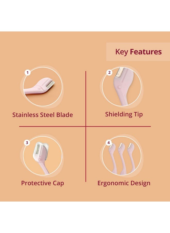 CARMESI Eyebrow Razor - Pack Of 3 | Smooth & Painless Women'S Shaving Razor | Eyebrow Shaper For Salon-Like Eyebrows | Eyebrows, Upper Lip, Targeted Corner Hair | No Cuts | Safe & Quick Hair Removal  - Image 4