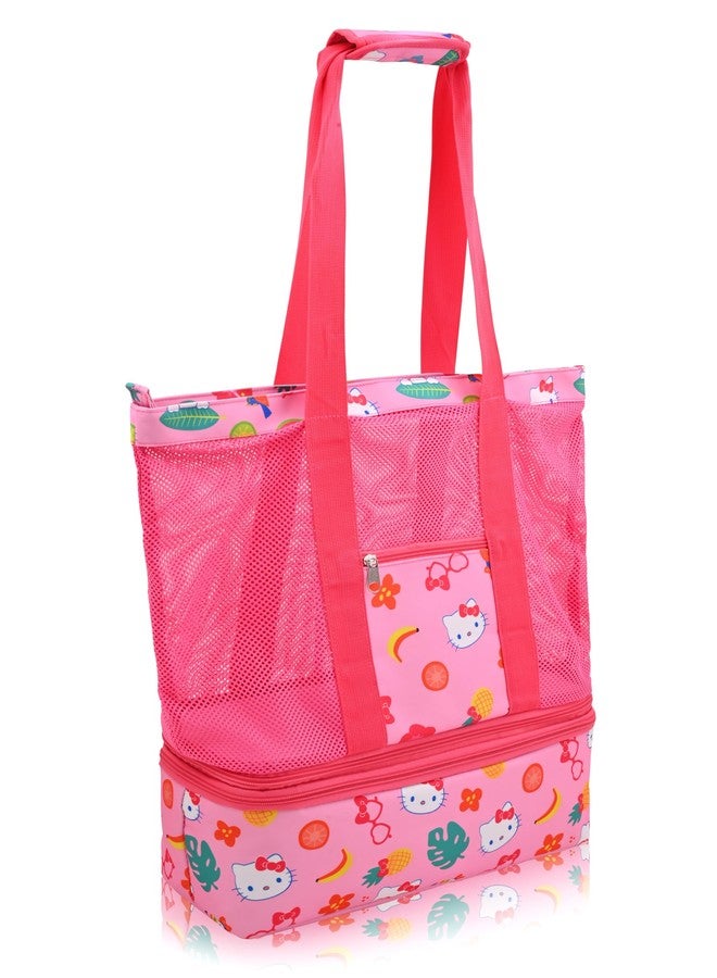 Fast Forward Sanrio Hello Kitty Beach Bag Tote Bag for Women | Mesh Beach Tote Bag Reusable Grocery Bag with Detachable Insulated Bag| Pink Travel Bag Hello Kitty Accessories - Image 2