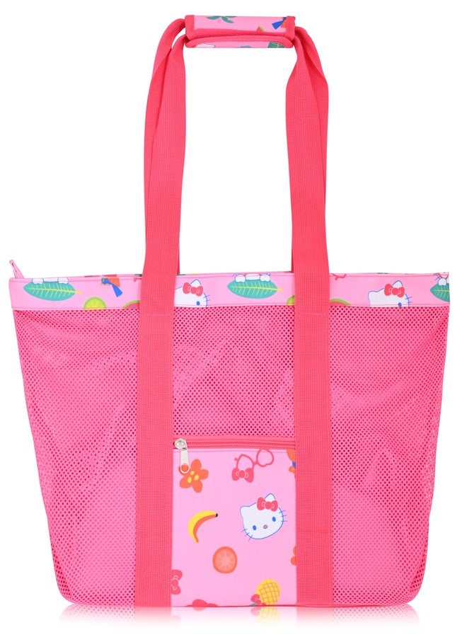Fast Forward Sanrio Hello Kitty Beach Bag Tote Bag for Women | Mesh Beach Tote Bag Reusable Grocery Bag with Detachable Insulated Bag| Pink Travel Bag Hello Kitty Accessories - Image 4