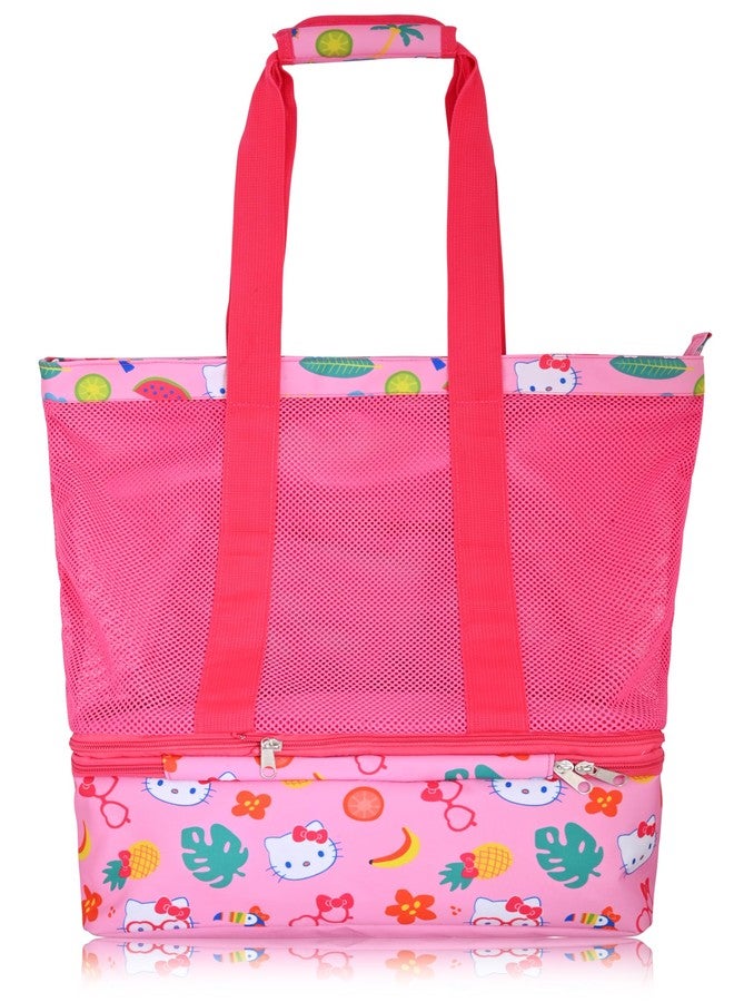 Fast Forward Sanrio Hello Kitty Beach Bag Tote Bag for Women | Mesh Beach Tote Bag Reusable Grocery Bag with Detachable Insulated Bag| Pink Travel Bag Hello Kitty Accessories - Image 3