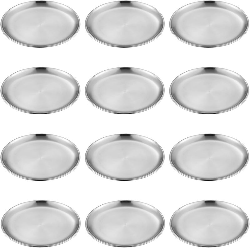 12 Shallow Stainless Steel Cat Bowls, 6.7 X 0.6 in Whisker-Friendly Pet Feeding Dish for Kittens, Strays, and Ferrets - Image 1