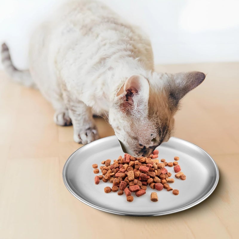 12 Shallow Stainless Steel Cat Bowls, 6.7 X 0.6 in Whisker-Friendly Pet Feeding Dish for Kittens, Strays, and Ferrets - Image 5
