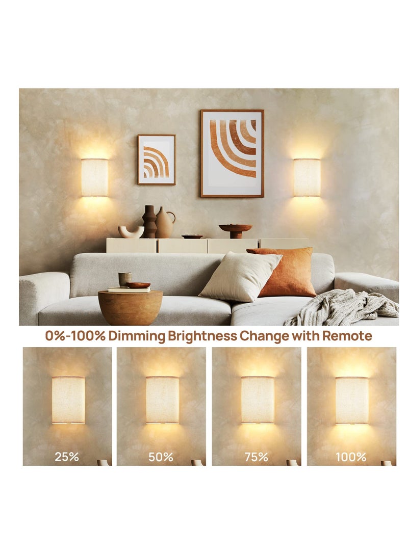 Rechargeable Wall Sconce, RGB Colors Dimmable with Fabric Linen Shade, Wall Sconce Lighting for Bedroom Living Room Hallway - Image 3