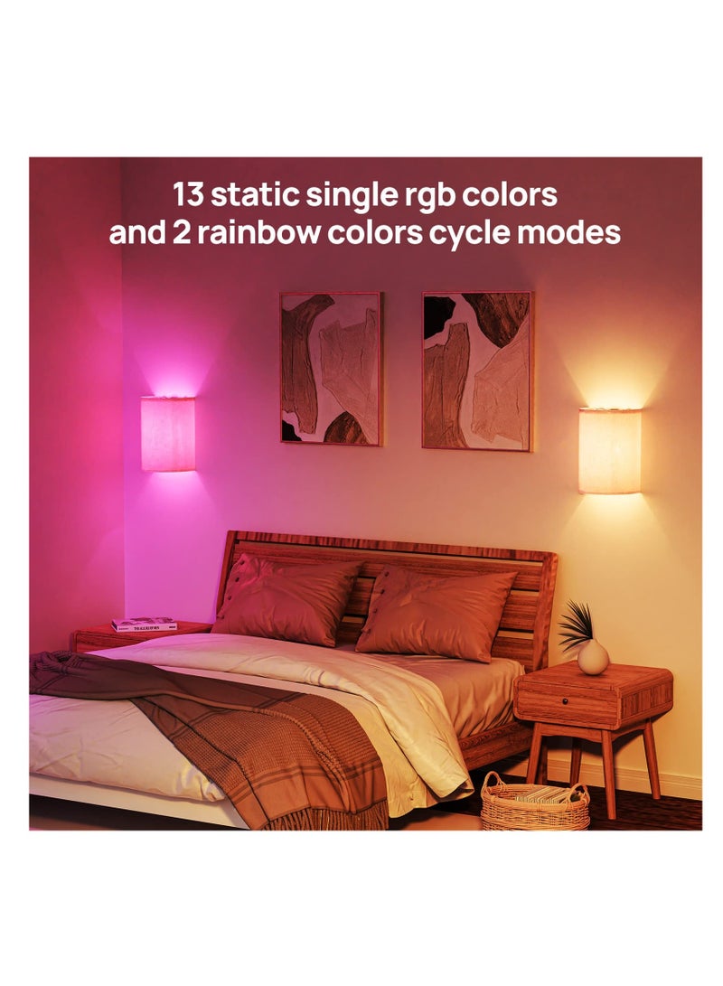 Rechargeable Wall Sconce, RGB Colors Dimmable with Fabric Linen Shade, Wall Sconce Lighting for Bedroom Living Room Hallway - Image 2