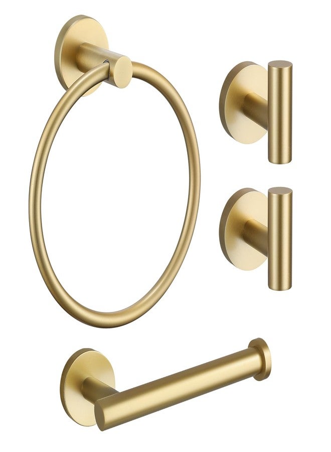TURS Towel Ring Toilet Paper Holder Towel Hook 4-Pieces Brushed Gold SUS304 Stainless Steel Bathroom Accessories Kit Wall Mounted - Image 1